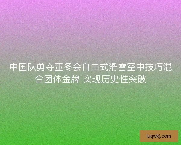 中国队勇夺亚冬会自由式滑雪空中技巧混合团体金牌 实现历史性突破